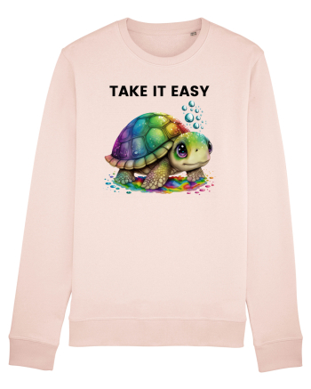Broasca testoasa pictata in acuarela cu mesajul  Take it Easy Candy Pink