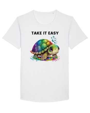 Broasca testoasa pictata in acuarela cu mesajul  Take it Easy White