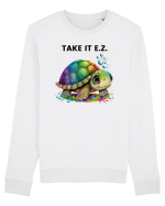 Broasca testoasa pictata in acuarela cu mesajul  Take it E.Z. Bluză mânecă lungă Unisex Rise