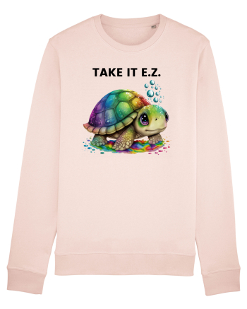 Broasca testoasa pictata in acuarela cu mesajul  Take it E.Z. Candy Pink