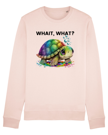 Broasca testoasa pictata in acuarela cu mesajul Wait, What? Candy Pink