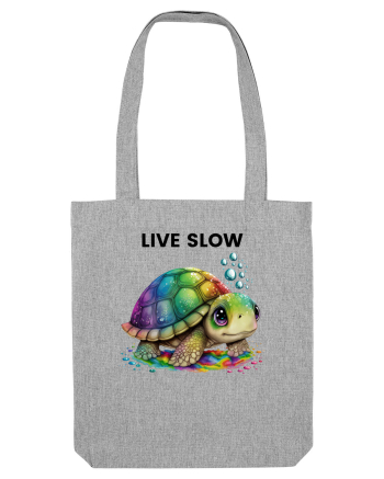 Broasca testoasa pictata in acuarela cu mesajul Live Slow Heather Grey