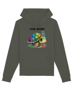Broasca testoasa pictata in acuarela cu mesajul Live Slow Hanorac Unisex Drummer