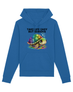 Broasca testoasa pictata in acuarela cu mesajul Take Life Easy but Serious Hanorac Unisex Drummer