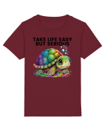 Broasca testoasa pictata in acuarela cu mesajul Take Life Easy but Serious Tricou mânecă scurtă  Copii Mini Creator