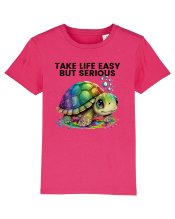 Broasca testoasa pictata in acuarela cu mesajul Take Life Easy but Serious Raspberry