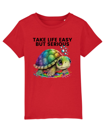 Broasca testoasa pictata in acuarela cu mesajul Take Life Easy but Serious Red