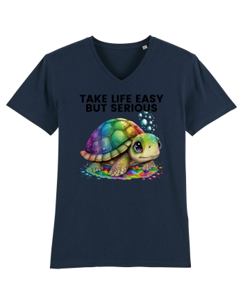 Broasca testoasa pictata in acuarela cu mesajul Take Life Easy but Serious French Navy