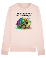 Broasca testoasa pictata in acuarela cu mesajul Take Life Easy but Serious Bluză mânecă lungă Unisex Rise