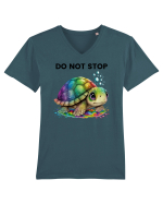 Broasca testoasa pictata in acuarela cu mesajul Do Not Stop Tricou mânecă scurtă guler V Bărbat Presenter