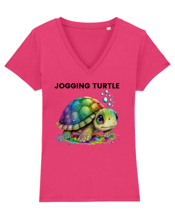Broasca testoasa pictata in acuarela cu mesajul Jogging Turtle Raspberry