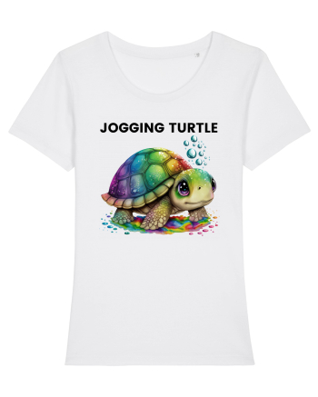 Broasca testoasa pictata in acuarela cu mesajul Jogging Turtle White