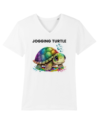 Broasca testoasa pictata in acuarela cu mesajul Jogging Turtle White