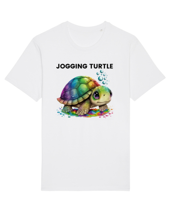Broasca testoasa pictata in acuarela cu mesajul Jogging Turtle White