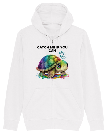 Broasca testoasa pictata in acuarela cu mesajul Catch Me If You Can White