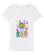 owl night Tricou mânecă scurtă guler V Damă Evoker