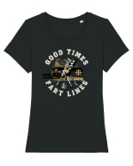 Good Times Fart Lines - Farting Couple Tricou mânecă scurtă guler larg fitted Damă Expresser