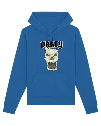 Skull head party text Royal Blue