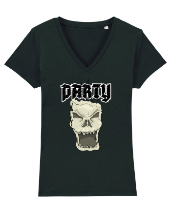 Skull head party text Black