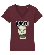 Skull head party text Tricou mânecă scurtă guler V Damă Evoker