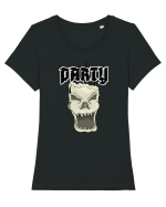 Skull head party text Tricou mânecă scurtă guler larg fitted Damă Expresser