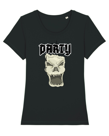 Skull head party text Black