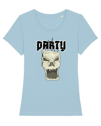 Skull head party text Sky Blue