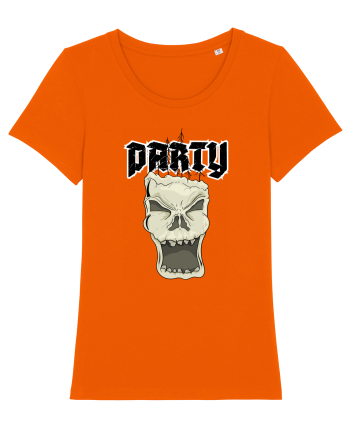 Skull head party text Bright Orange