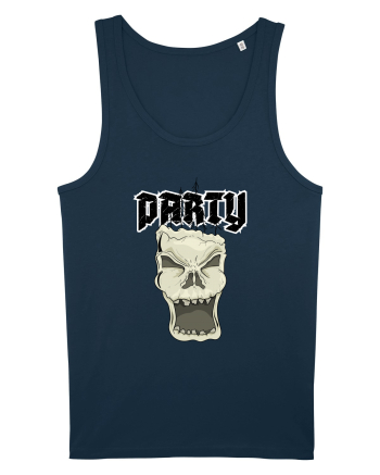 Skull head party text Navy