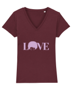 LOVE / pink Tricou mânecă scurtă guler V Damă Evoker