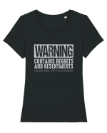 Warning Contains Regrets And Resentments Tricou mânecă scurtă guler larg fitted Damă Expresser