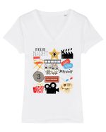 MOVIE NIGHT Tricou mânecă scurtă guler V Damă Evoker