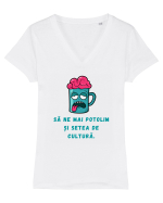 SĂ NE POTOLIM SETEA DE CULTURĂ Tricou mânecă scurtă guler V Damă Evoker