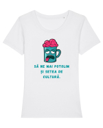 SĂ NE POTOLIM SETEA DE CULTURĂ Tricou mânecă scurtă guler larg fitted Damă Expresser