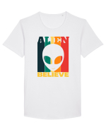 Retro Vintage Alien Tricou mânecă scurtă guler larg Bărbat Skater