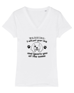 I will pet your dog and ignore you Tricou mânecă scurtă guler V Damă Evoker