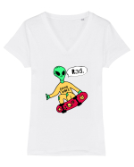 Alien Skateboarder Tricou mânecă scurtă guler V Damă Evoker