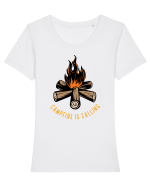 Campfire is Calling Tricou mânecă scurtă guler larg fitted Damă Expresser