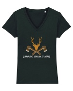 Camping Season is Here! Tricou mânecă scurtă guler V Damă Evoker