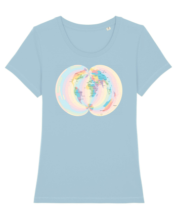 Projected Time Zones - Polyconic Sky Blue
