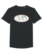 Projected Time Zones - Mollweide Tricou mânecă scurtă guler larg Bărbat Skater