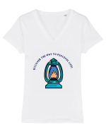 Discover the Way to Peaceful Life! Tricou mânecă scurtă guler V Damă Evoker