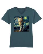 Pisică într-un peisaj Tricou mânecă scurtă guler V Bărbat Presenter