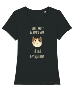 Pisica cu citat Tricou mânecă scurtă guler larg fitted Damă Expresser