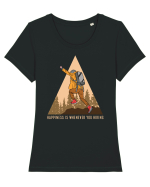 Happinness is Whenever You Hiking Tricou mânecă scurtă guler larg fitted Damă Expresser