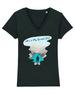 Hike is My Second Life! Tricou mânecă scurtă guler V Damă Evoker