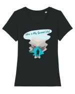 Hike is My Second Life! Tricou mânecă scurtă guler larg fitted Damă Expresser