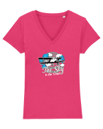 The sky is the limit. Tricou mânecă scurtă guler V Damă Evoker