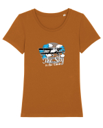 The sky is the limit. Tricou mânecă scurtă guler larg fitted Damă Expresser