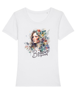 pentru femei moderne - Believe in yourself Tricou mânecă scurtă guler larg fitted Damă Expresser
